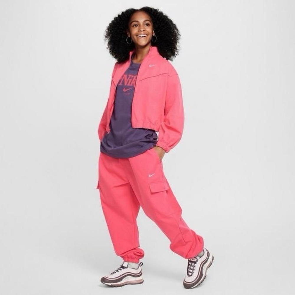 Nike Girls Coral‎ Oversized Lightweight Jacket And Cargo Joggers Size XL - Picture 10 of 10